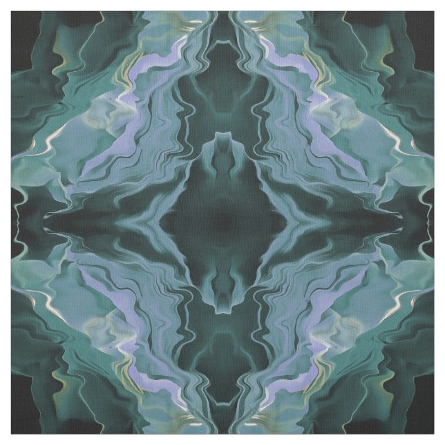 Blue Turbulence Acrylic Pour Abstract Art Fabric (Swatch)