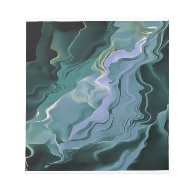 Blue Turbulence Acrylic Pour Abstract Art Notepad (Front)