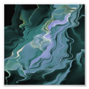 Blue Turbulence Acrylic Pour Abstract Art Photo Print