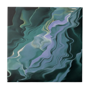 Blue Turbulence Acrylic Pour Abstract Art Tile