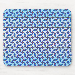 Blue Turkish Iznik Tile Pattern Mouse Pad