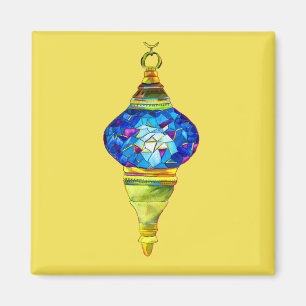 Blue Turkish Lamps mosaic art watercolor Magnet