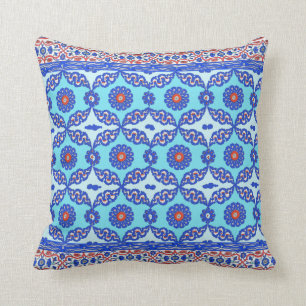 Blue Turkish Tile Ottoman Iznik Design Cushion