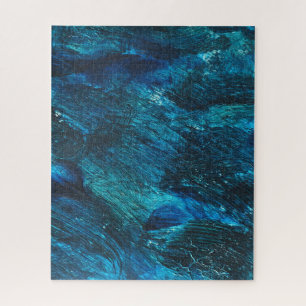 Blue Turqouise Glitter Brush Stroke Jigsaw Puzzle