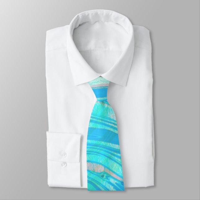 Blue Turquoise And Orange Marble Stone Tie (Tied)