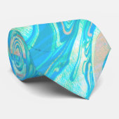Blue Turquoise And Orange Marble Stone Tie (Rolled)
