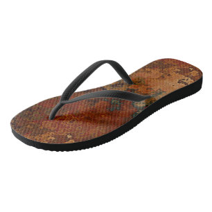 Blue, Turquoise and Rust Marble Abstract Thongs