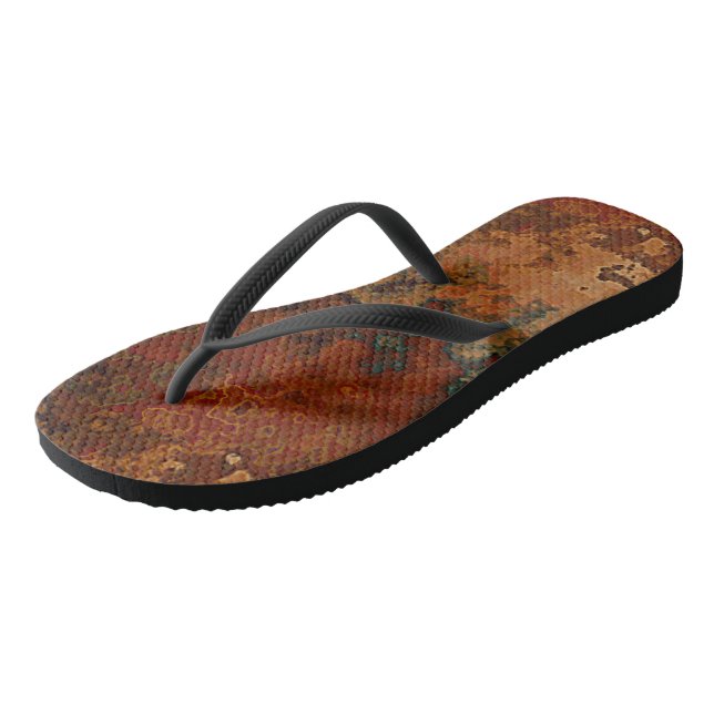 Blue, Turquoise and Rust Marble Abstract Thongs (Angled)