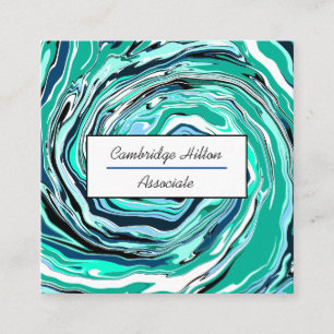Blue, Turquoise and Teal Marble Swirls Square Business Card