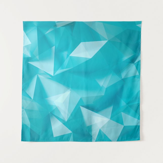 Blue, turquoise background with crystals, triangle tapestry (Front)