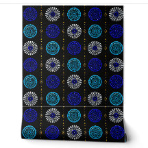 Blue & Turquoise Beaded Medallion Wall Paper