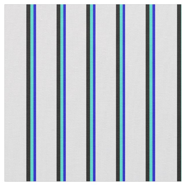 Blue, Turquoise, Black, and Lavender Coloured Fabric (Close Up)
