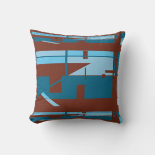 Blue Turquoise Burgundy Southwest Look Abstract Cushion