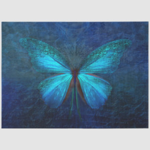 Blue Turquoise Butterfly Decoupage Tissue Paper