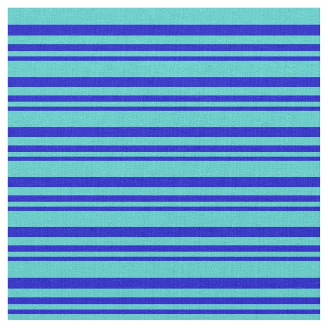Blue & Turquoise Coloured Lines Fabric (Close Up)