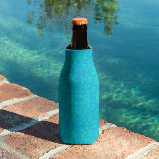 Blue Turquoise Frosted Glass Pattern Abstract Art Bottle Cooler (In Situ Pool)