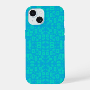 Blue Turquoise Frosted Glass Pattern Abstract Art iPhone 15 Case