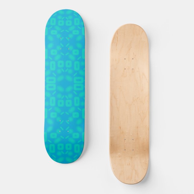 Blue Turquoise Frosted Glass Pattern Abstract Art Skateboard (Front)