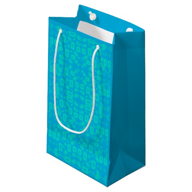 Blue Turquoise Frosted Glass Pattern Abstract Art  Small Gift Bag (Front Angled)