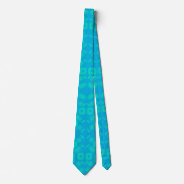 Blue Turquoise Frosted Glass Pattern Abstract Art Tie (Front)