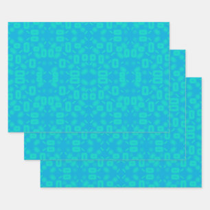 Blue Turquoise Frosted Glass Pattern Abstract Art Wrapping Paper Sheet