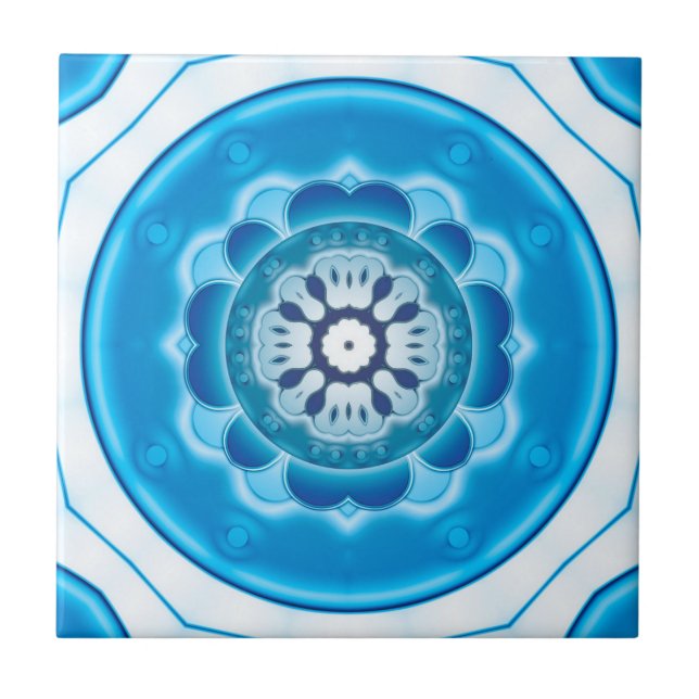 Blue Turquoise Geometric Bathroom Tile (Front)