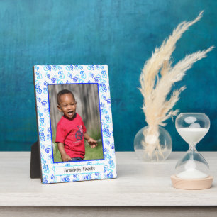 Blue Turquoise Linked Hearts Framed Custom Photo Plaque