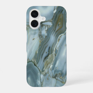 Blue Turquoise Marble Design iPhone 16 Case