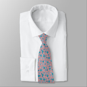 blue, turquoise, mauve and rose polka dots tie