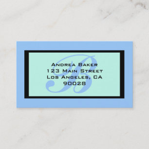 blue turquoise monogram business card