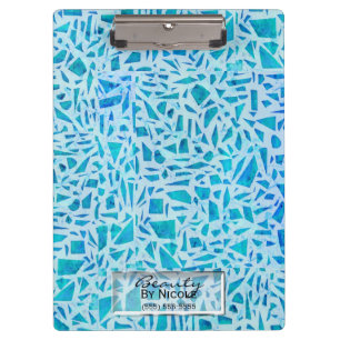 Blue Turquoise Mosaic Glass Tile Modern Chic Clipboard