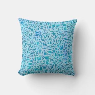 Blue Turquoise Mosaic Glass Tile Modern Chic Cushion