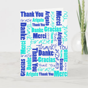 Blue Turquoise Multilingual Thank You Collage