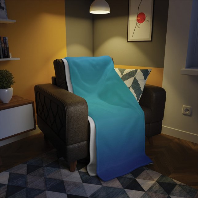 Blue Turquoise Ombre Modern Fleece Blanket (Creator Uploaded)