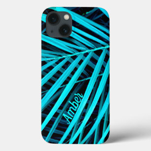 Blue Turquoise Palm Leaf Photo Print Personalized iPhone 13 Case