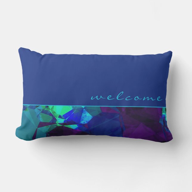 Blue Turquoise & Purple Abstract | Welcome Lumbar Cushion (Front)