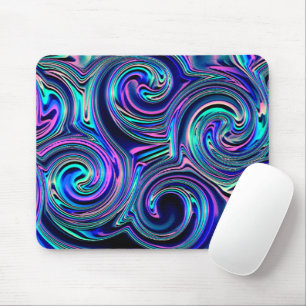 Blue Turquoise Purple Pink Spiral Art Pattern Mouse Pad