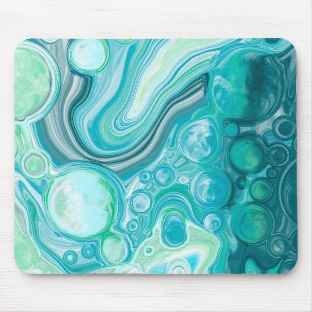 Blue, Turquoise Sea Waves and Bubbles    Mouse Pad (Front)