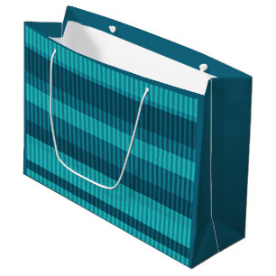 blue turquoise shades striped vertical pattern large gift bag