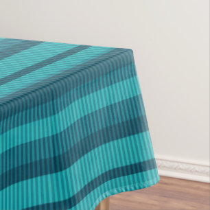 blue turquoise shades striped vertical pattern tablecloth