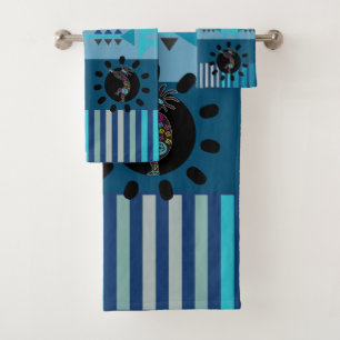 Blue Turquoise Southwestern Kokopelli Bath Towel Set