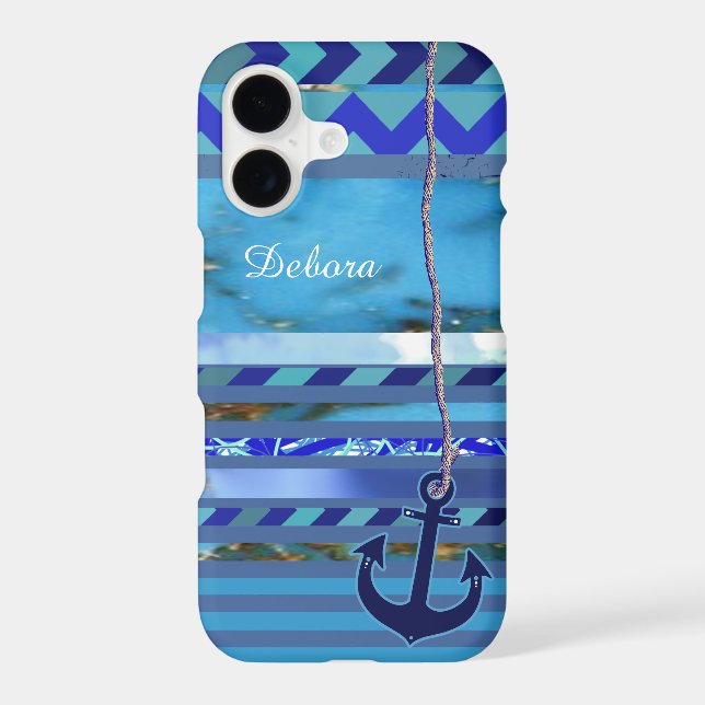 blue turquoise stripes, anchor and name (Back)