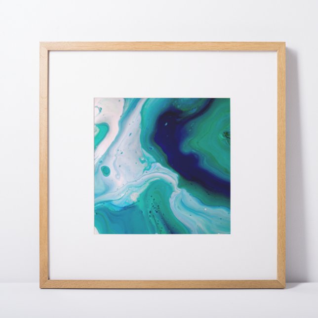 Blue Turquoise Swirls Marble Abstract Art Poster (Creator Uploaded)