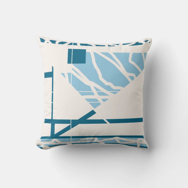 Blue Turquoise Triangle Classic Mediterranean Look Cushion (Front)