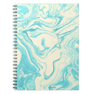 Blue Turquoise & White Marble Swirl Watercolor Notebook