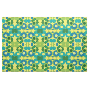 Blue Turquoise Yellow Green Hexagons Fabric