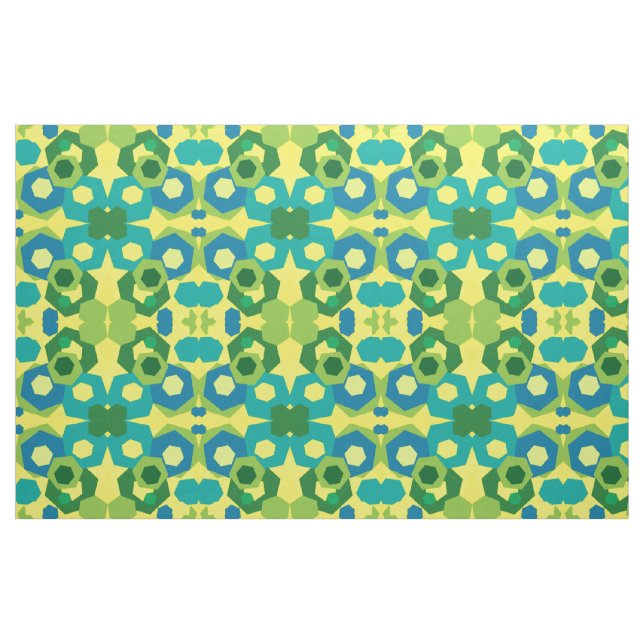 Blue Turquoise Yellow Green Hexagons Fabric (Fat Quarter)