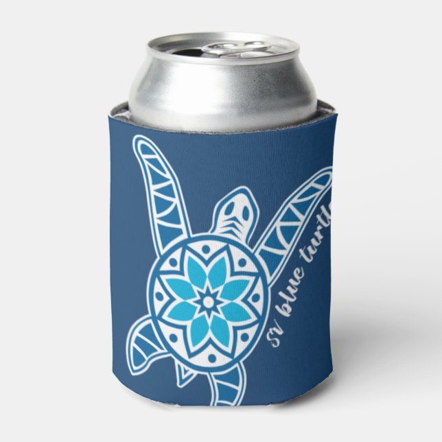 Blue Turtle Cruising Can Cooler (Can Front)