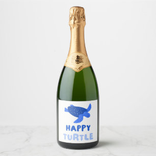 Blue Turtle Environment Earth Save Our Planet Sparkling Wine Label