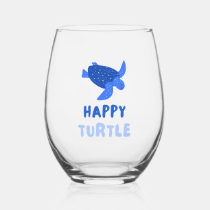 Blue Turtle Environment Earth Save Our Planet Stemless Wine Glass